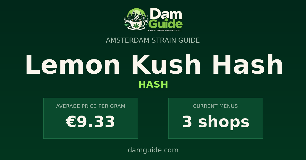 Lemon Kush Hash: average price and number of shops
