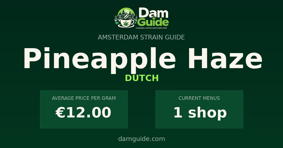 Pineapple Haze: average price and number of shops