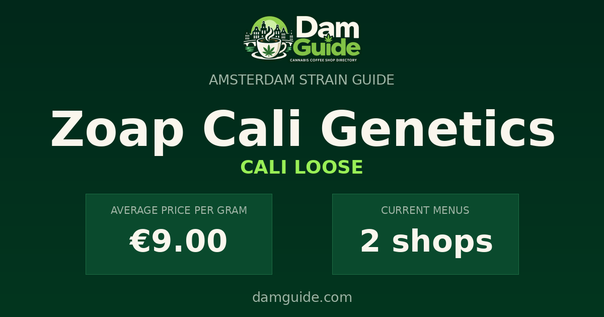 Zoap Cali Genetics: average price and number of shops